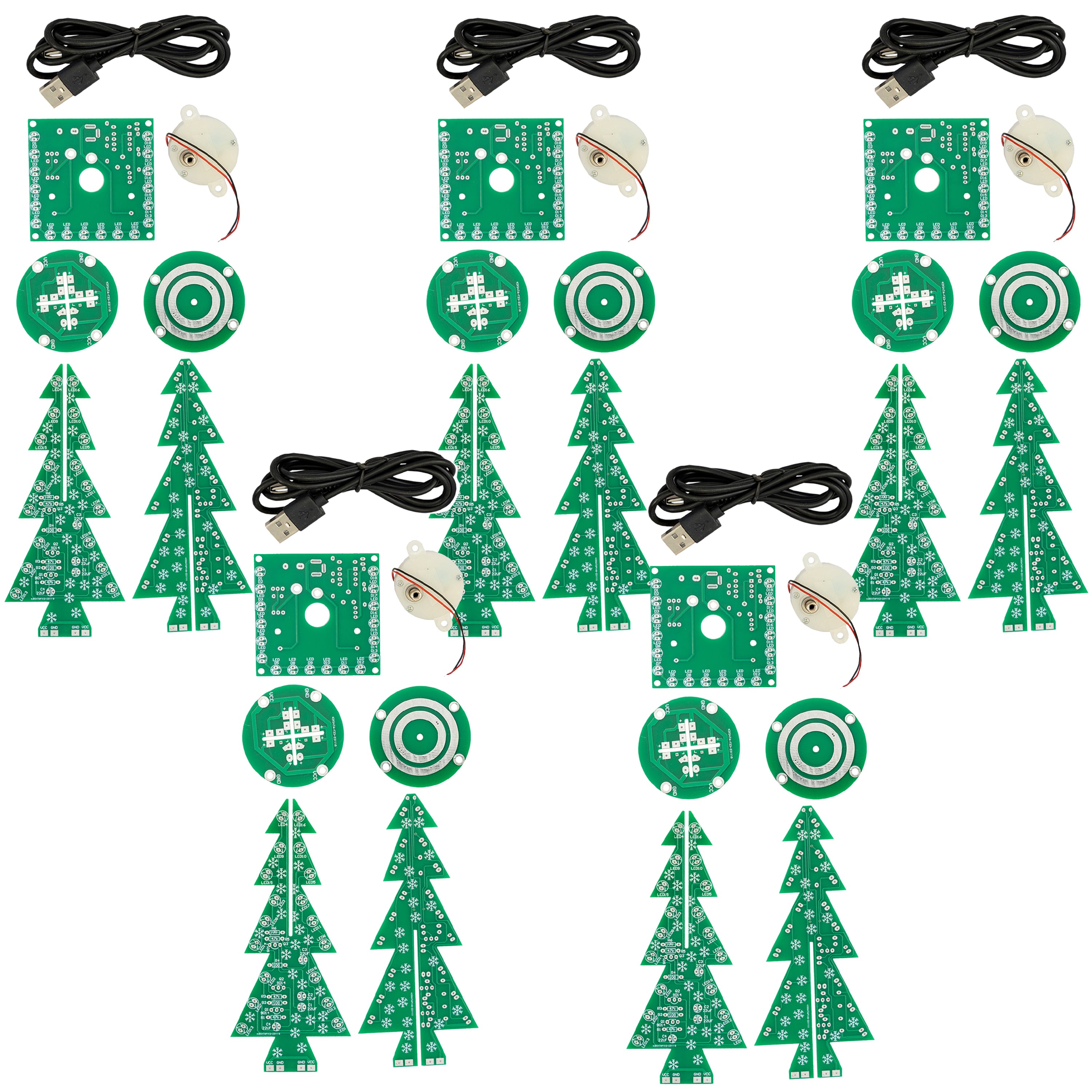 DIY LED kerstboom-set: kerstboom elektronicaset om te solderen - soldeerset voor een draaiende kerstboom met LED's en USB-aansluiting