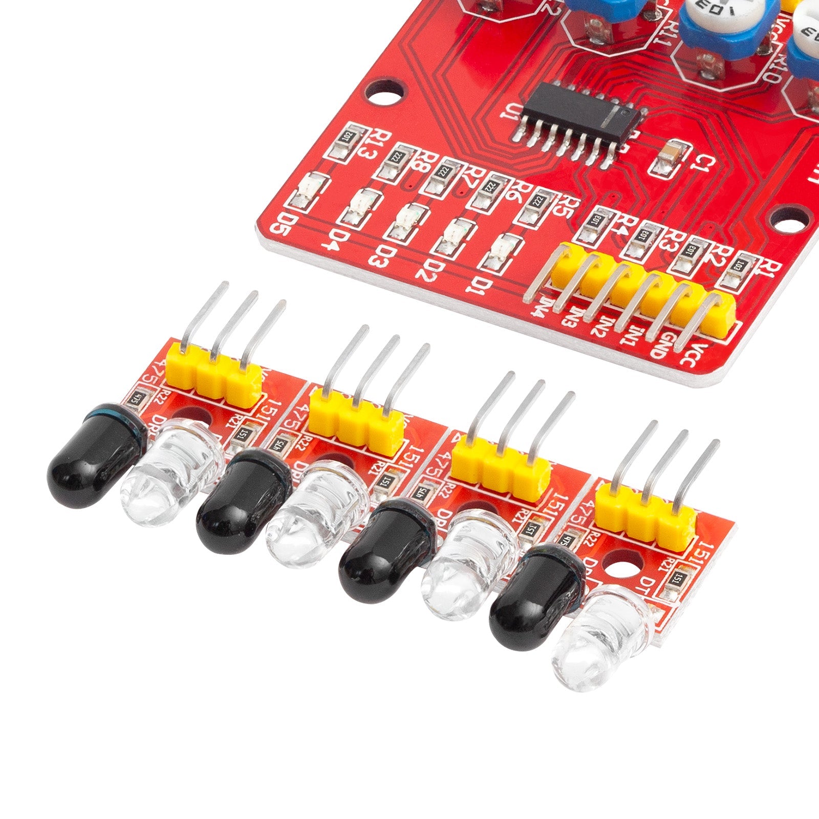 4-channel infrared lines reflection Tracking-smart sensor module set Smart distance detector CI module with auto obstruction prevention and obstacle avoidance PCB