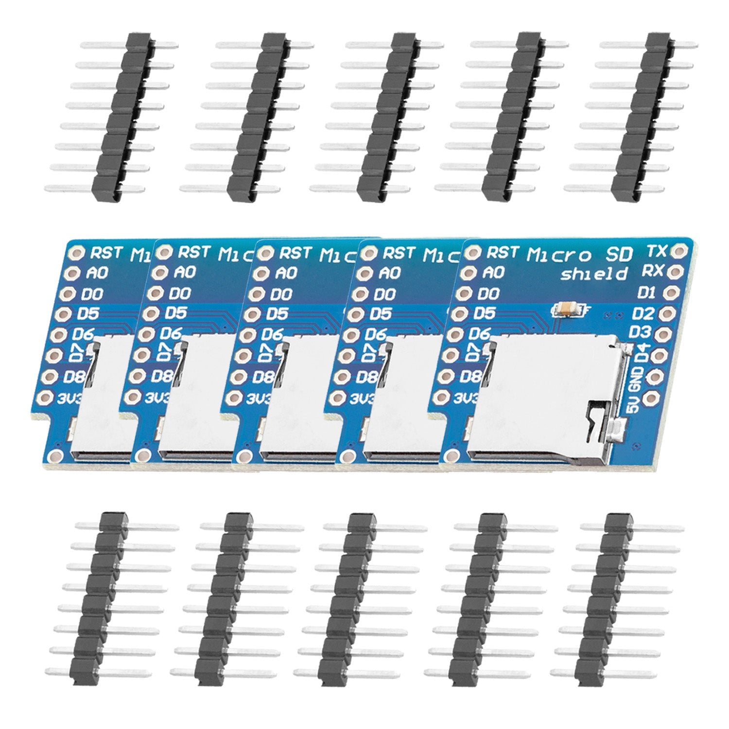 Micro SD Karten D1 Mini Shield Adapter - 8 Pin 3.3V SD Card Lesermodul mit SPI Interface, Kompatibel mit Arduino - AZ-Delivery
