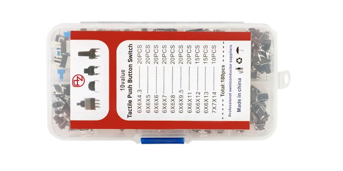Mikroschalter Taster Set - 180 Stück, Verschiedene Größen, Vielseitige Taster für Elektronik - AZ-Delivery